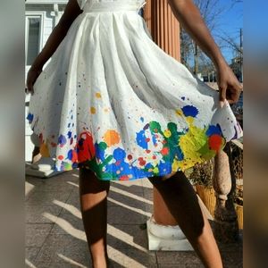 🌈Splash of Happy A-Line Midi Skirt